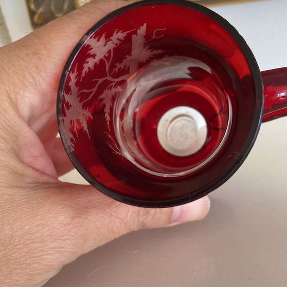 Antique Etched Glass w Stag - Picture 6 of 9